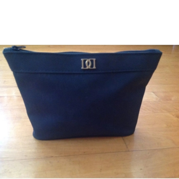 COSMETIC TRAVEL BAG BLUE MICROFIBER/ Canvas 8.5 X 6 - Picture 7 of 10